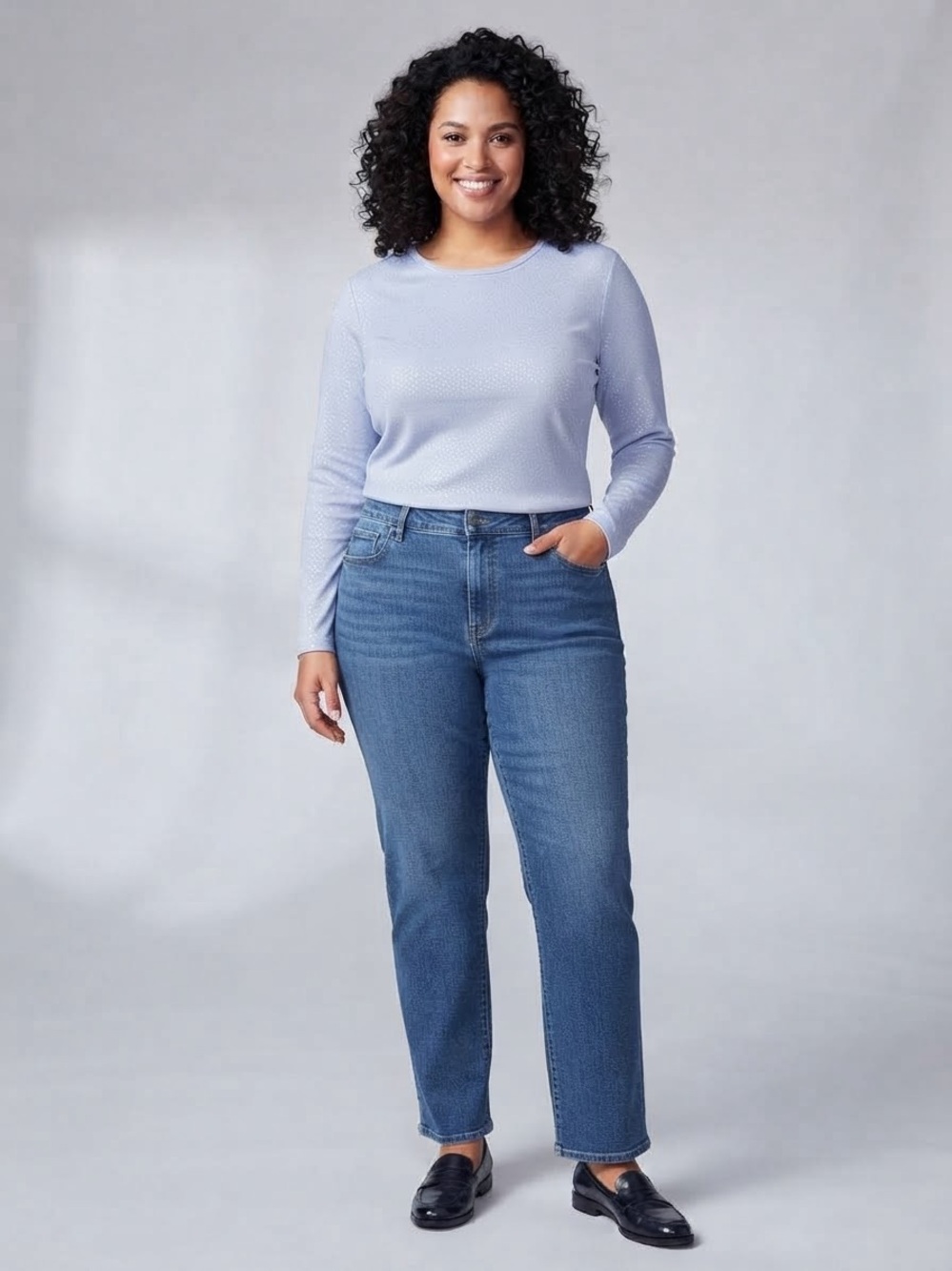 Talbots Light Blue Long-Sleeve Crewneck Top